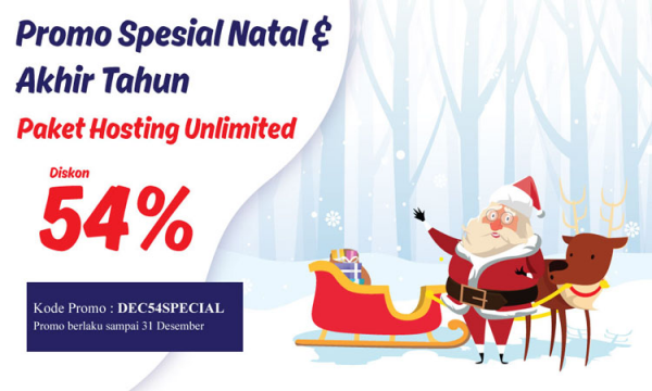 Promo Natal 2019, Diskon Hosting Unlimited 54%