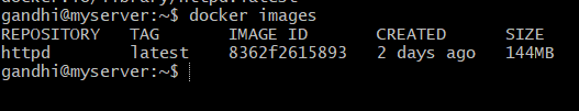 Cek list image docker yang ada di server 