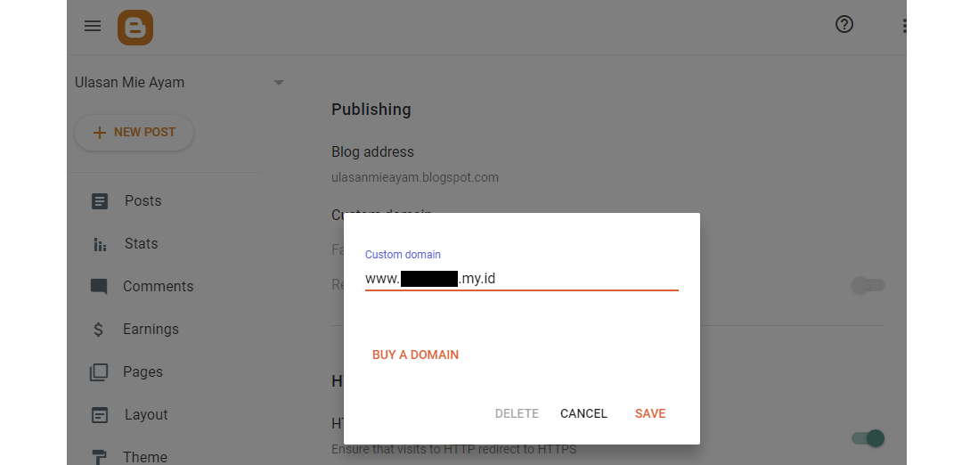 Setting Custom Domain di Blogger