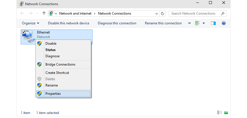 Tampilan Network Connections