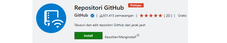 Tampilan Ekstensi Repositori GitHub