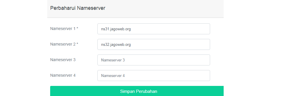 mengatur nameserver ke hosting cpanel Jagoweb 