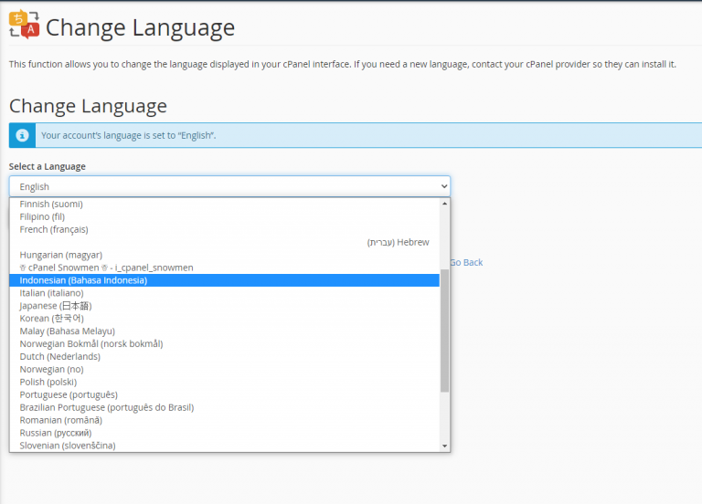 Tutorial Merubah Bahasa di cPanel | Knowledge Base