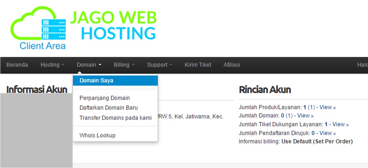 menu domain saya jagowebhosting