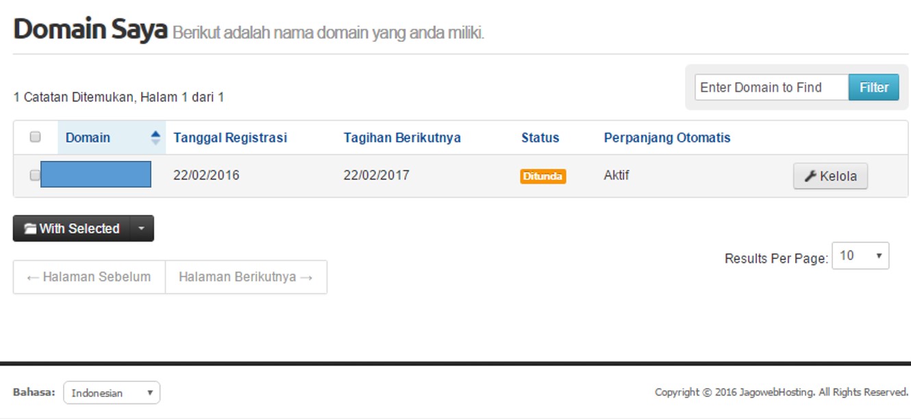 menu kelola domain di jagowebhosting